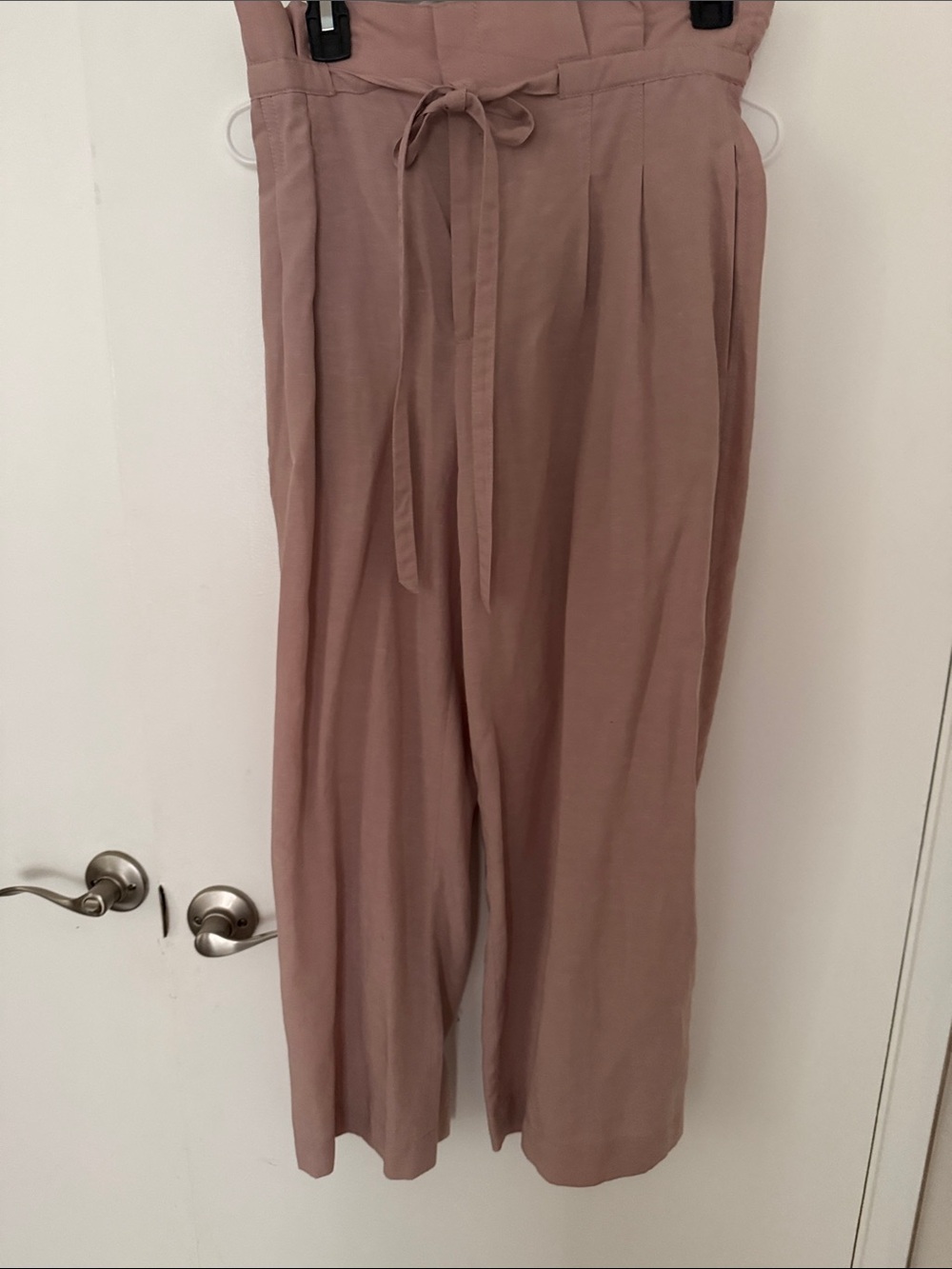 Club Monaco Wide-Leg Pleated Paperbag Drawstring Pants in Dusty Pink